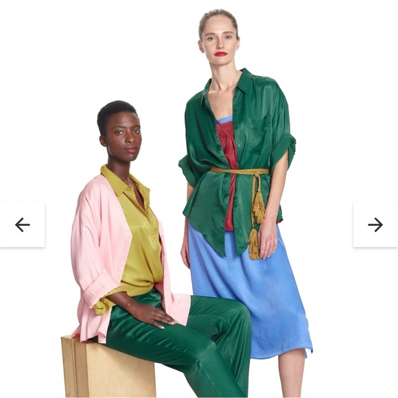 Corcor Tops - NWT Corcor The Greenwich Satin Oversized Button-Up Shirt Sz XXS